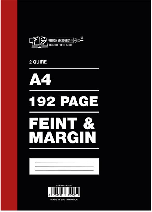 Freedom A4 Counter Book 2 Quire 192 Pages Feint And Margin- Pack Of 5