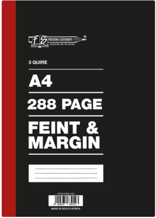 Freedom A4 Counter Book 3 Quire 288 Pages Feint And Margin- Pack Of 5