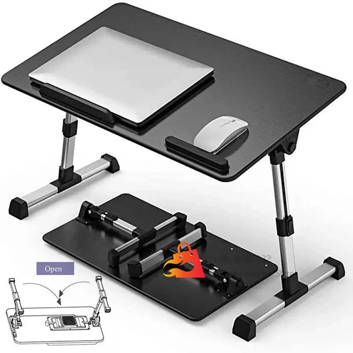 UniQue Portable Foldable Laptop Desk With USB Cooling Fan - Black