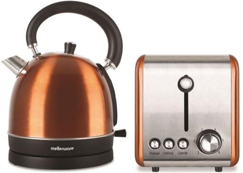 Mellerware Stainless Steel Copper Toaster And Kettle Combo Set