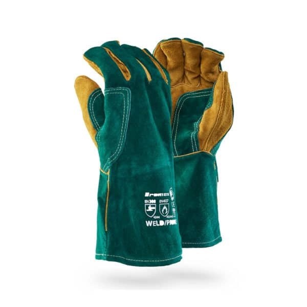 DROMEX GREEN WELDERS Finger Palm & Thumb Yoke Aramid Thread