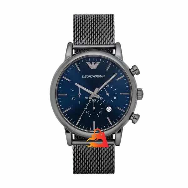 Emporio Armani Men's Luigi Gunmetal Round Stainless Steel Mesh Watch