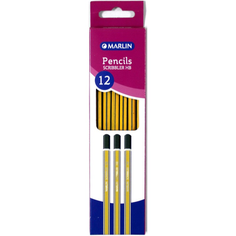 Marlin Scribblers HB end Dipped Pencil Blue and Yellow Striped (Box of 12)